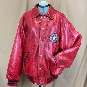 Texas Rangers Baseball Red Leather Jacket by Mirage brand Size XL NWT